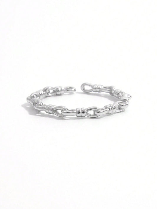 Silver Knot Shape Open Ring