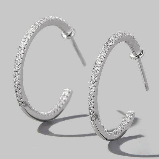 Sterling Silver C-Hoop Zircon Earrings